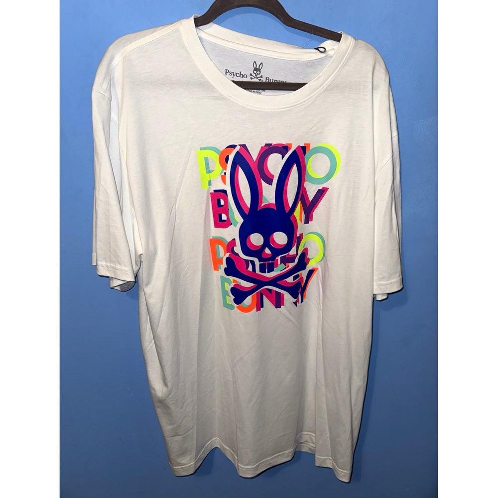 Psycho Bunny Men's Hudson Tee 2XL White Graphic Logo Crew Pima Cotton B6U209S1PC